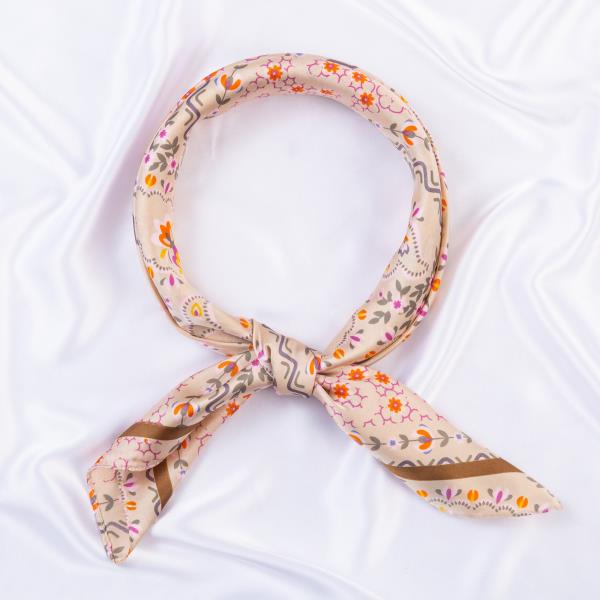 FLOWER SILKY BANDANA NECK SCARF