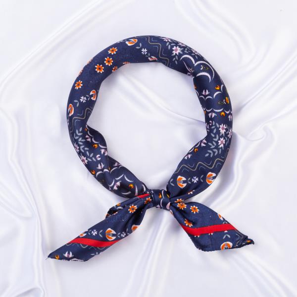 FLOWER SILKY BANDANA NECK SCARF