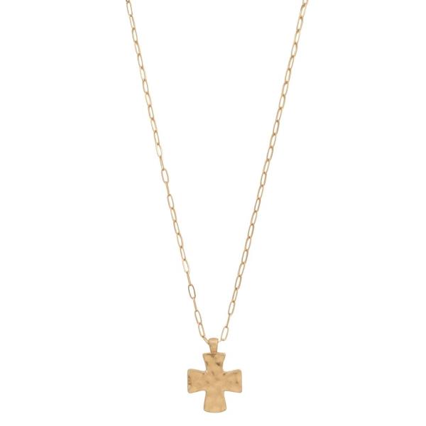METAL CROSS PENDANT NECKLACE