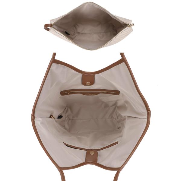 2IN1 TEXTURED TASSEL TOTE BAG W POUCH SET