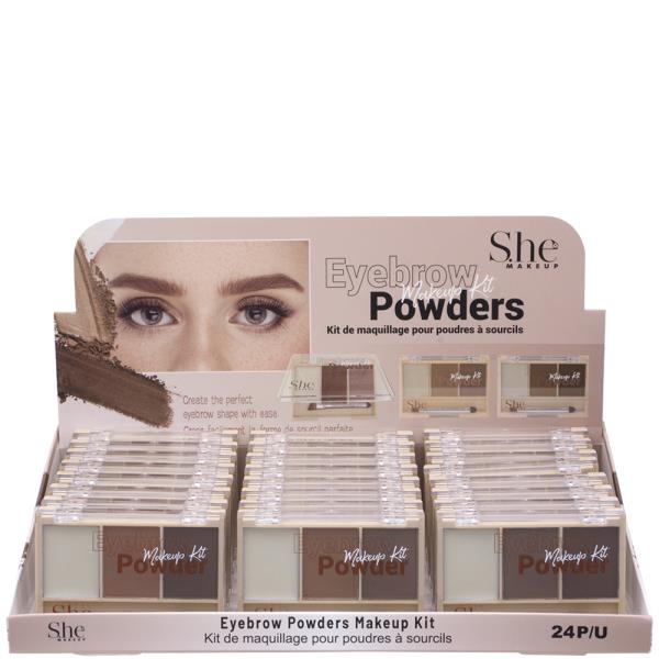 SHE MAKEUP EYEBROW MAKEUP KIT POWDERS (24 UNITS)