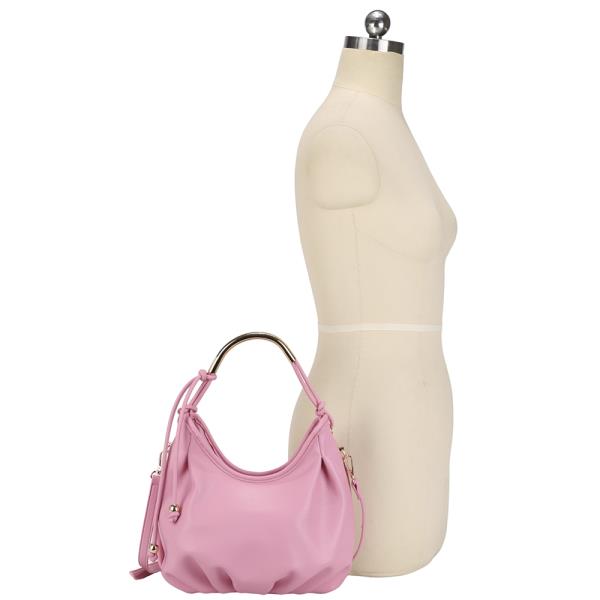 TRENDY METAL HANDLE CURVE TOTE BAG