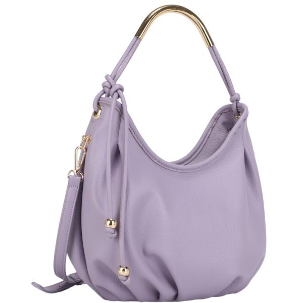 TRENDY METAL HANDLE CURVE TOTE BAG