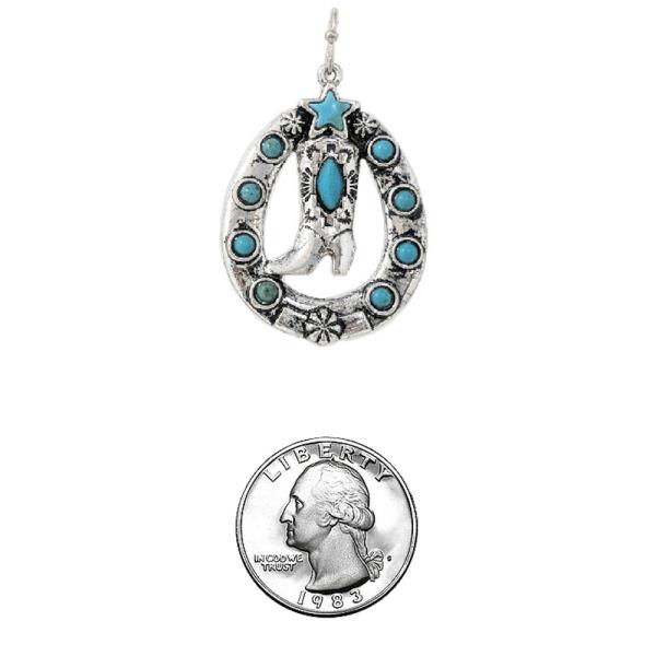 WESTERN SEMI STONE BOOT EARRING