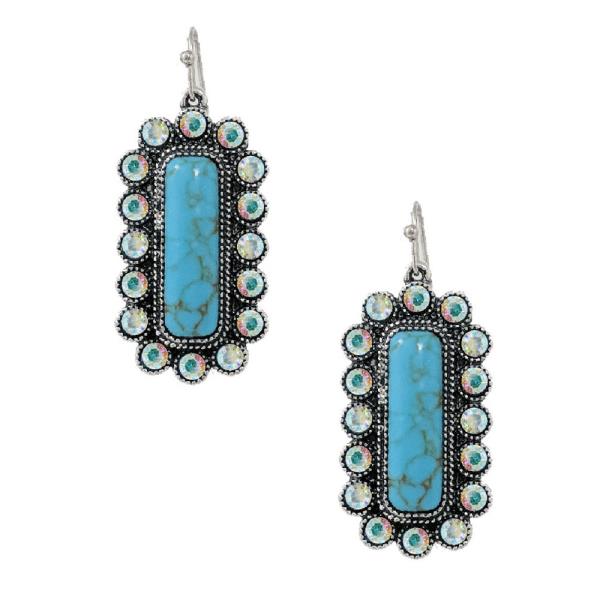 WESTERN HANDSTOPNE W/SEMI STONE EARRING