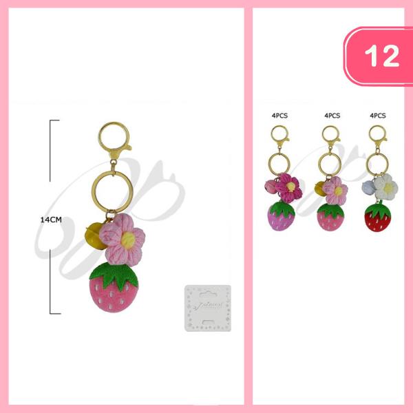 STRAWBERRY FLOWER KEYCHAIN (12 UNITS)