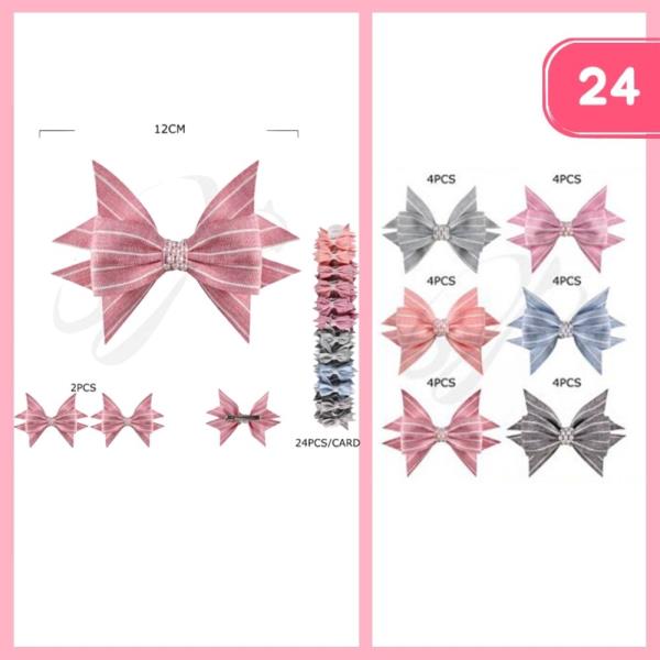 STRIPED HAIR BOW (24 UNITS)