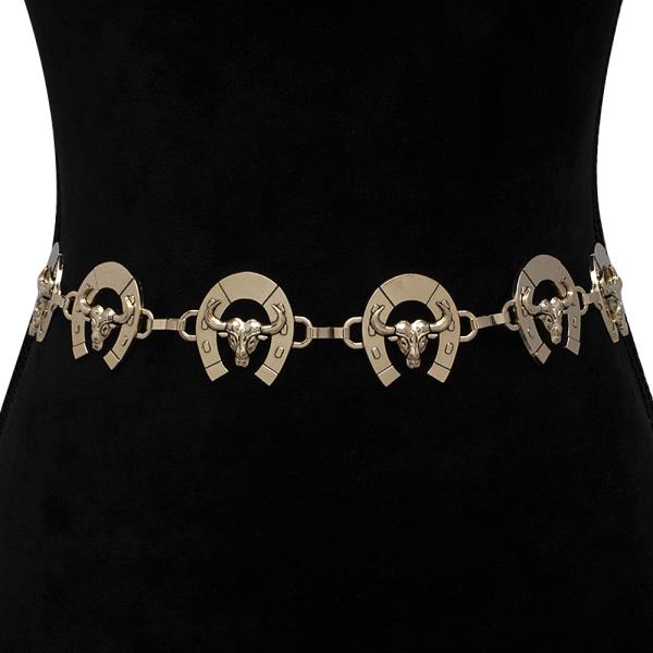 WESTERN COWBOY DESIGN METAL HOOK BELT