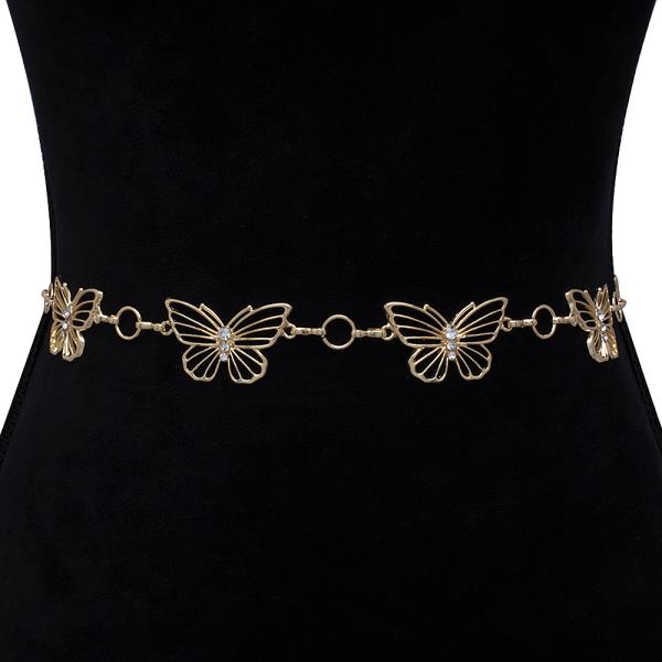 BUTTERFLY RHINESTONE LINK HOOK BELT