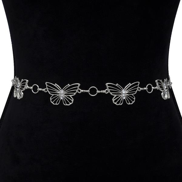 BUTTERFLY RHINESTONE LINK HOOK BELT