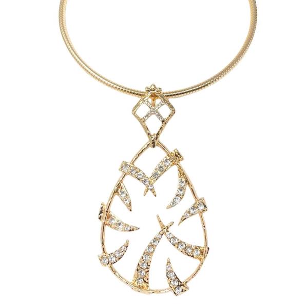 METAL LEAF FILIGREE ORNAMENT PENDANT STATEMENT NECKLACE EARRING SET