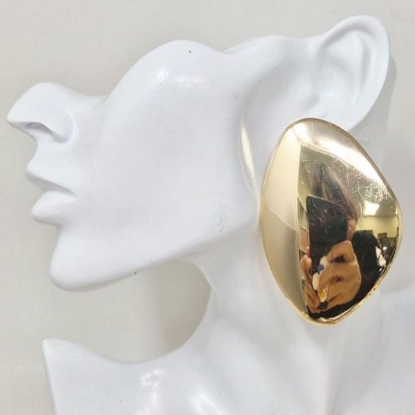 METAL OVAL DOME STUD STATEMENT CLIP ON EARRING