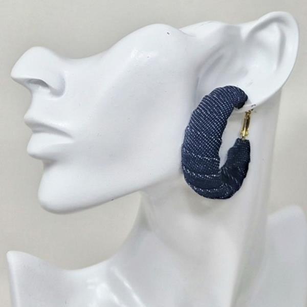 FABRIC DENIM HOOP EARRING