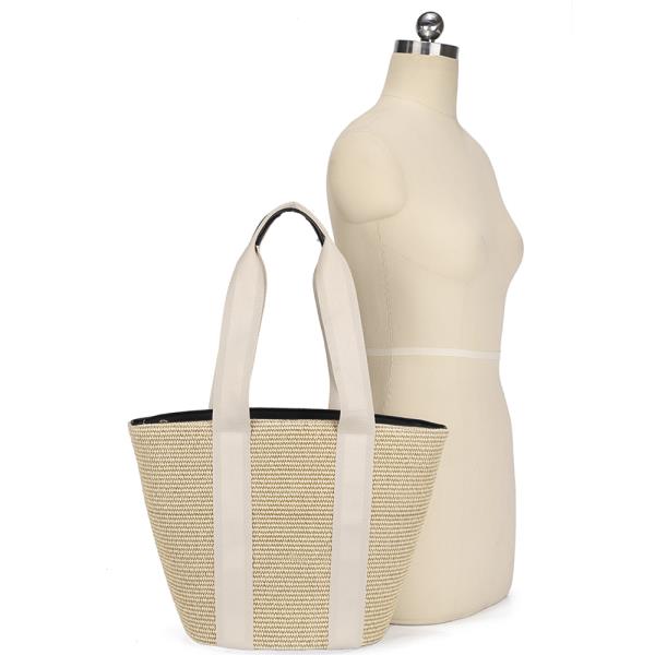 WOVEN STRAW DESIGN TOTE BAG