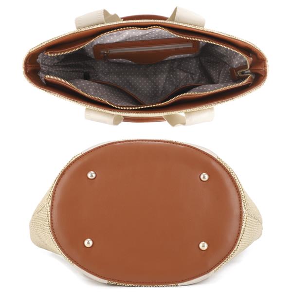 WOVEN STRAW DESIGN TOTE BAG