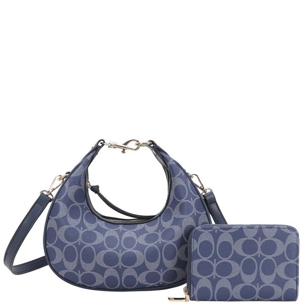 2IN1 OVAL PRINT SATCHEL W WALLET SET