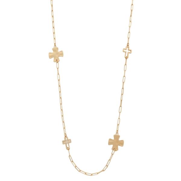 METAL CROSS STATION CHAIN NECKLACE