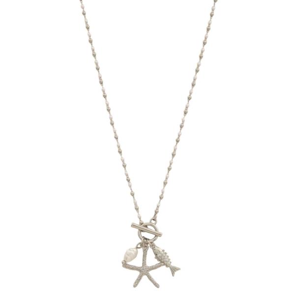METAL STARFISH CHARM PENDANT NECKLACE