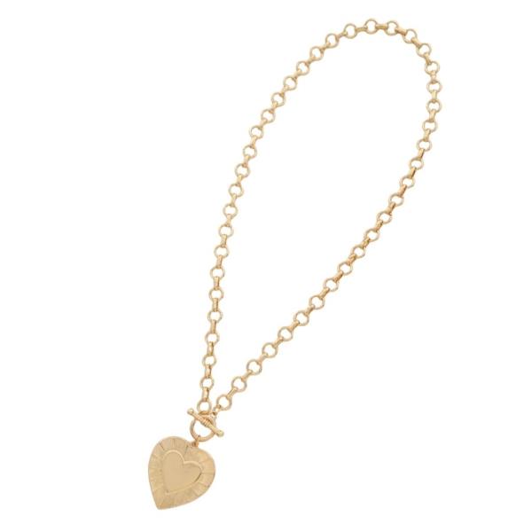 METAL ENGRAVED HEART PENDANT NECKLACE