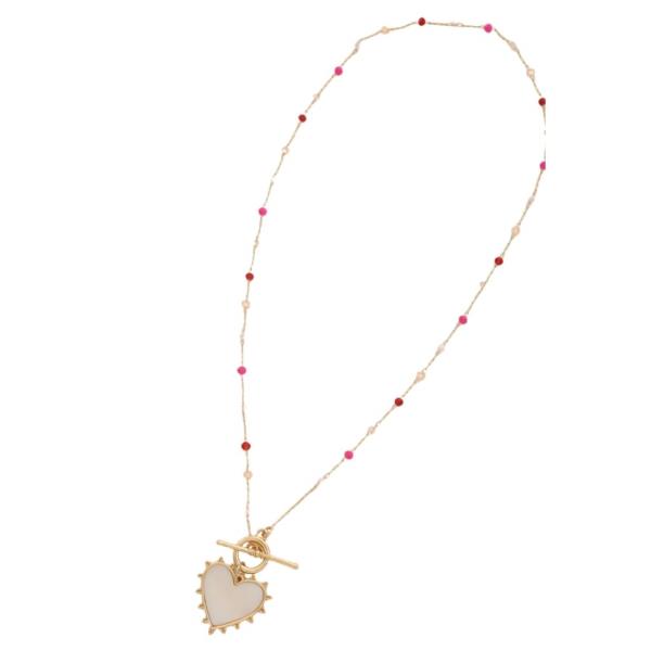 MULTI BEAD HEART PENDANT NECKLACE