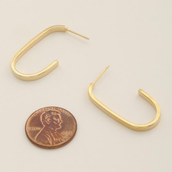 14K GOLD DIPPED CURVED SHAPE OPEN METAL EARRING