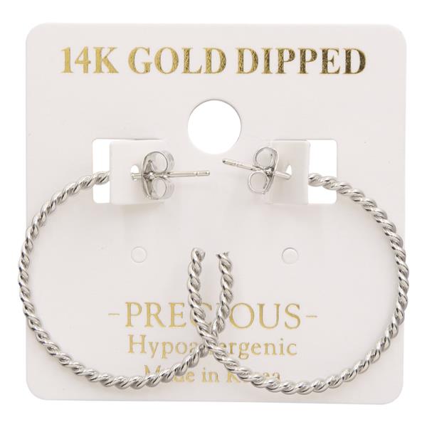 14K GOLD DIPPED OPEN TWIST HOOP EARRING