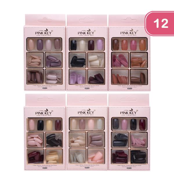 96PC MIX PINK KEY NAIL DECORATION SET (12 UNITS)