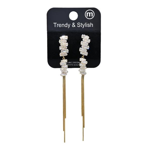 BAGUETTE CZ DROP EARRING