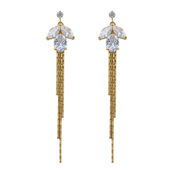 CZ TASSEL DROP EARRING