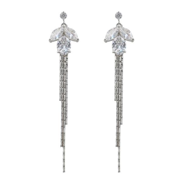 CZ TASSEL DROP EARRING