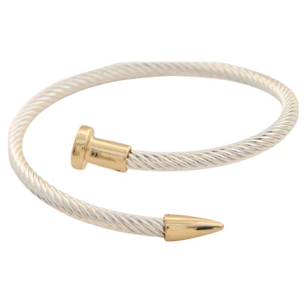 TWISTED NAIL CABLE METAL CUFF BRACELET
