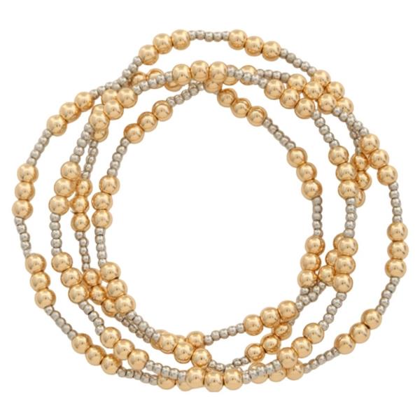 METAL BEADED STRETCH MULTI BRACELET SET