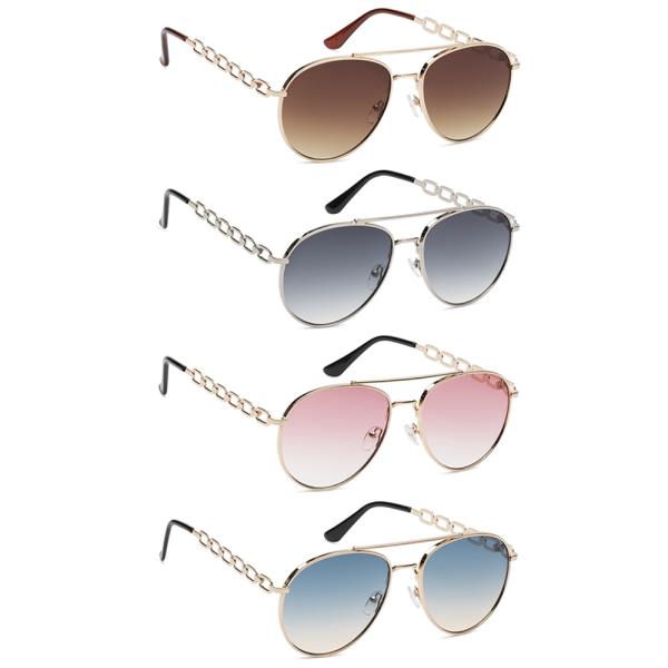 ROUND AVIATOR LINK STYLE SUNGLASSES 1DZ