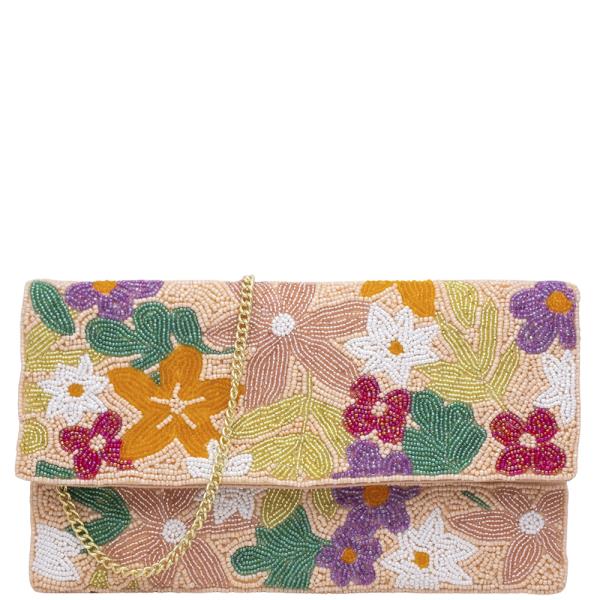 FLORAL SEED BEAD CLUTCH BAG