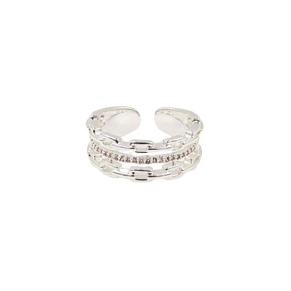 3 LAYERED LOOK CHAIN PAVE RING