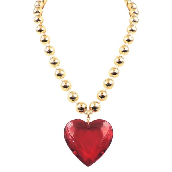 BUBBLE HEART PENDANT BALL NECKLACE