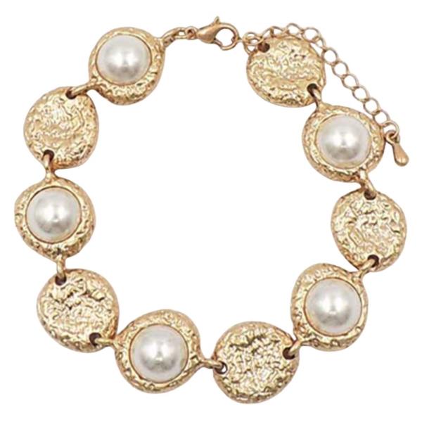 TEXTURE PEARL LINK CHIAN BRACELET