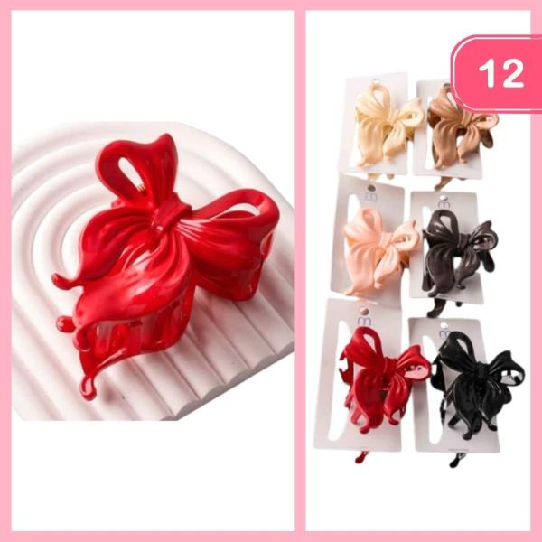 PLASTIC RIBBON BOW CLAW CLIP (12 UNITS)