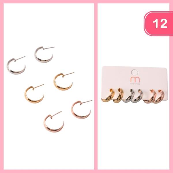 ROUNDED HUGGIE EARRINGS SET (12 UNITS)