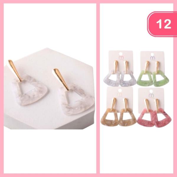 ACRYLIC TRAPEZOID PIN DROP EARRING (12 UNITS)