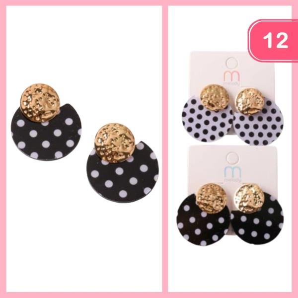 POLKA DOT TEXTURED ROUND EARRING (12 UNITS)