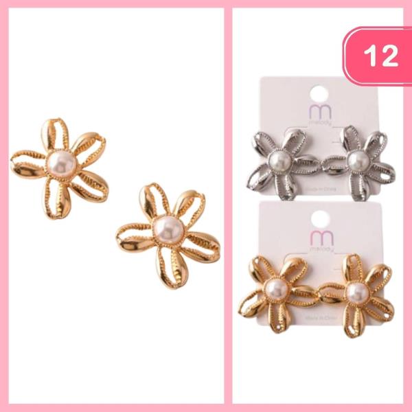 PEARL SHELL FLOWER EARRING (12 UNITS)