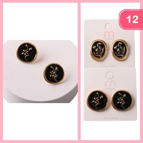 FLORAL WAX SEAL EARRING (12 UNITS )
