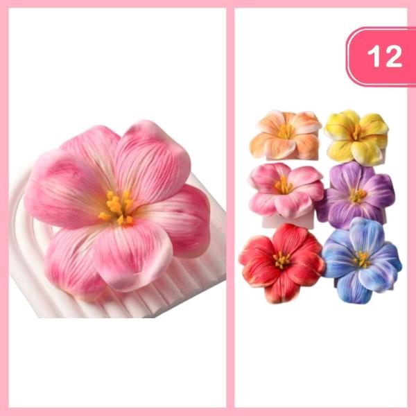 ARTIFICIAL TROPICAL FLOWER HAIR CLIP (12 UNITS)