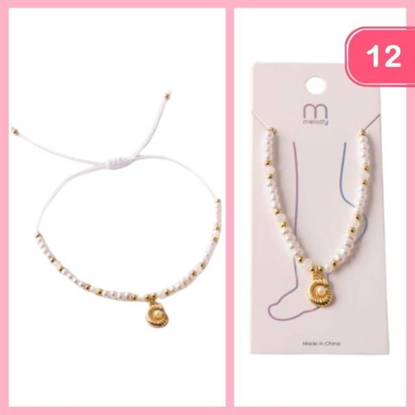 BEADED SHELL PENDANT ANKLET (12 UNITS)