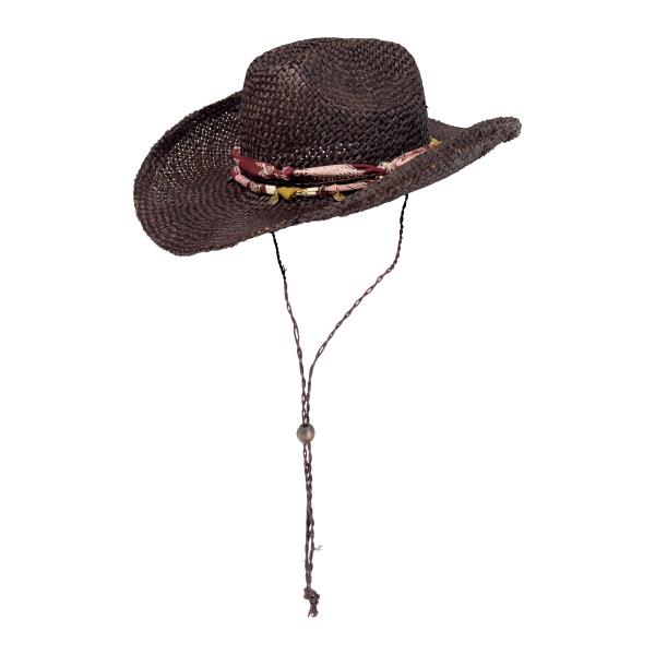 CC RAFFIA COWBOY HAT WITH PAISLEY BAND AND TEXTURED CHARM