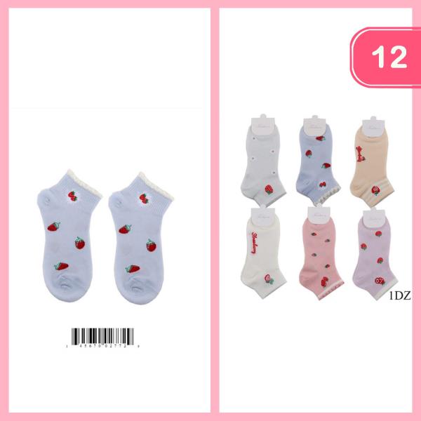 STRAWBERRIES ANKLE SOCKS (12 UNITS)