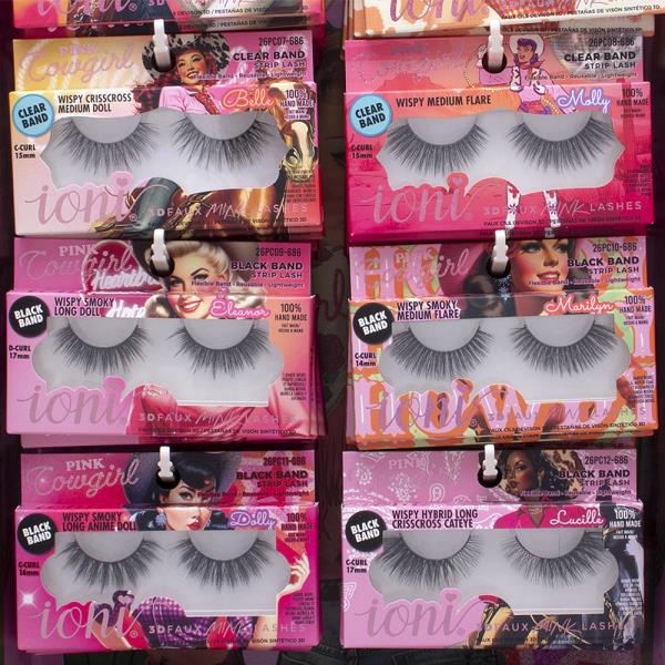 IONI PINK COWGIRL 3D FAUX MINK LASHES SET W DISPLAY