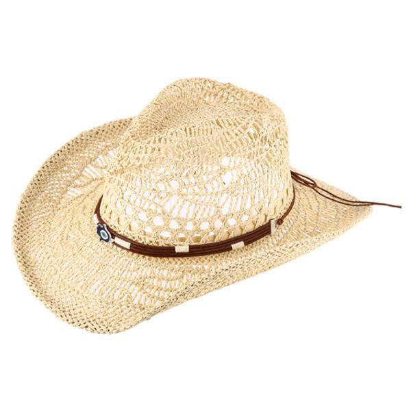 BRAIDED BAND TURQUOISE ACCENT STRAW COWBOY HAT
