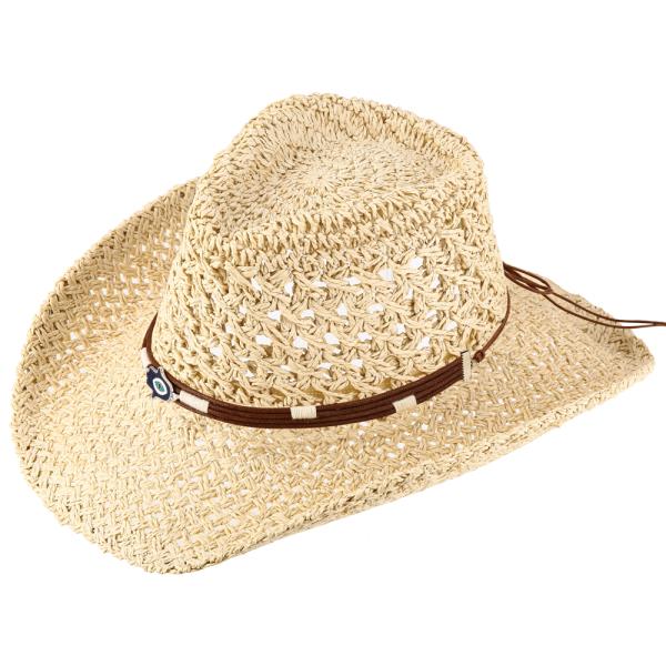 BRAIDED BAND TURQUOISE ACCENT STRAW COWBOY HAT